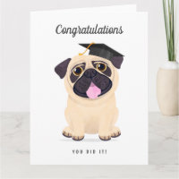 Cartão de Graduação de Parabéns Pug Cute