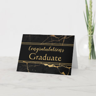 Cartão de Graduação Dourado Contemporâneo de Marbl