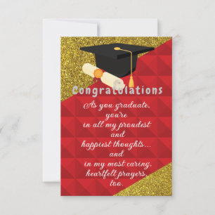 Cartão de Graduação Vermelho e Dourado