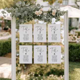 Cartão de Gráfico de Assentos de Casamento Minimal