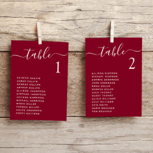Cartão de Gráfico de Mesa de Casamento de Script C