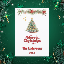 Cartão de granja da árvore de Natal feliz