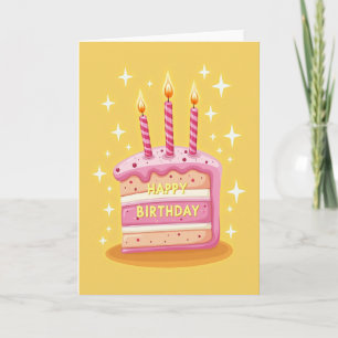 Cartão de Granulado de Bolo de Aniversário Doce