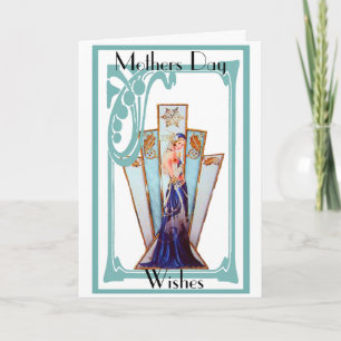 CARTÃO DE GREETING DO DIA DE AS MÃES ART DECO