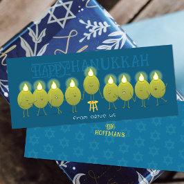 Cartão de Grupo de Menorá de Hanukkah de Azeitonas