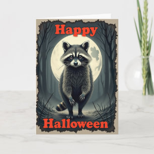 Cartão de Guaxinim Feliz Halloween