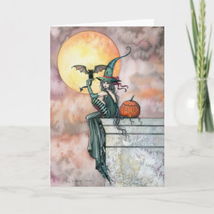Cartão de Halloween 'Batty Cat' por Molly Harrison