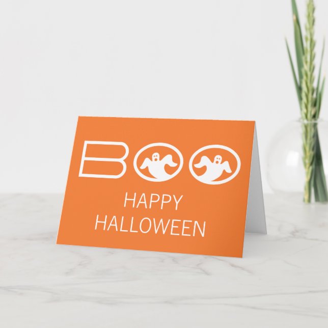 Cartão de Halloween Boo Fantástico, Laranja e Bran (Frente)
