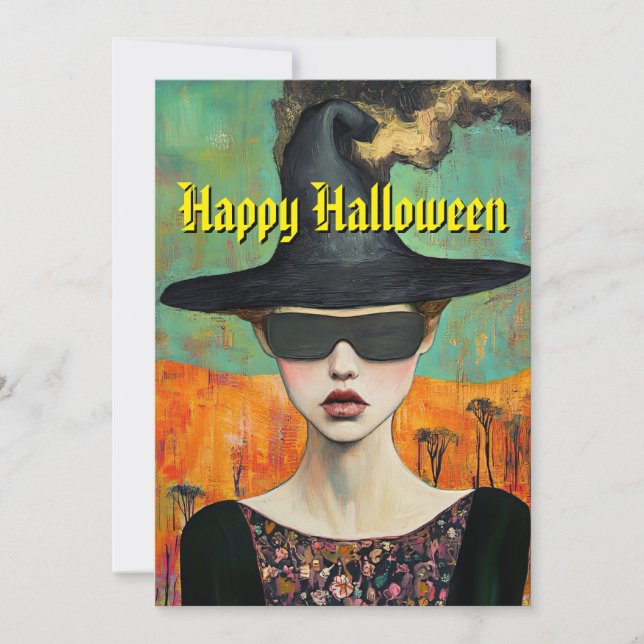 Cartão de Halloween Bruxo (Frente)