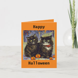Cartão de Halloween com 2 Gatinhos Fofos