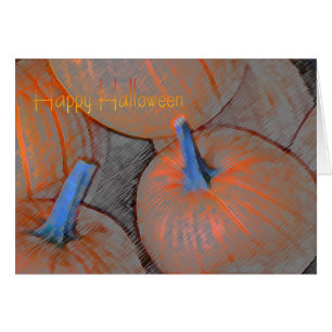 Cartão de Halloween com Bompkins em Lápis Colori