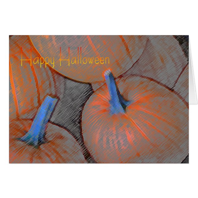 Cartão de Halloween com Bompkins em Lápis Colorido (Frente horizontal)