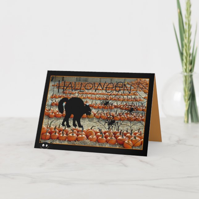 Cartão de Halloween com Gato Preto (Frente)