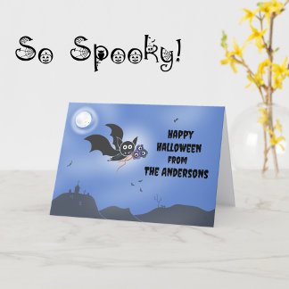 Cartão de Halloween com Nome da Família Personaliz