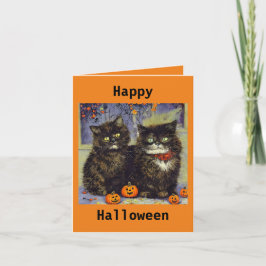 Cartão de Halloween de 2 Gatinhos Fofos