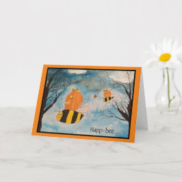 Cartão de Halloween de Abóboras Laranja e Pretas