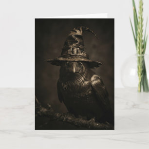 Cartão de Halloween de Corvo Gótico Assustador com