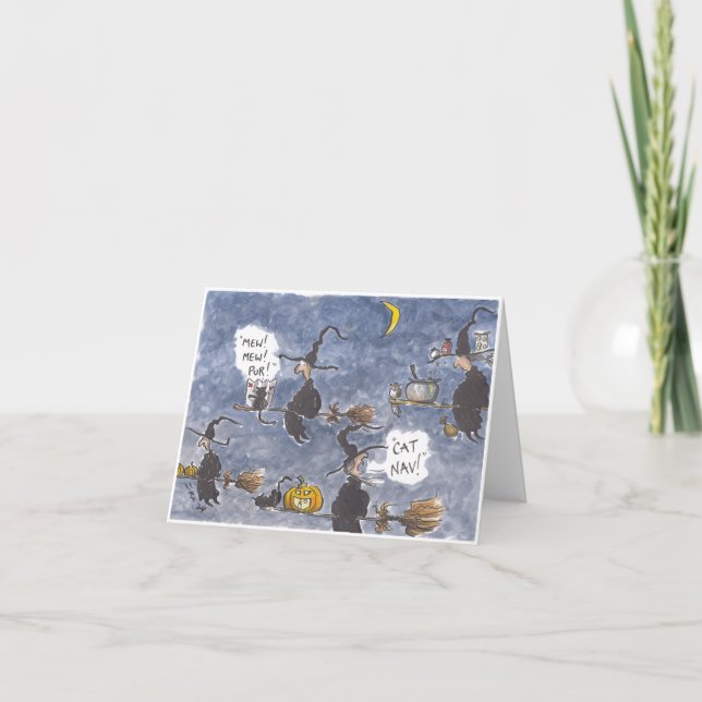 Cartão de Halloween de Navegação Cat (Frente)