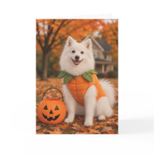 Cartão de Halloween do Cão Esquimó Americano