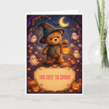 cartão de Halloween do ursinho de pelúcia fofo