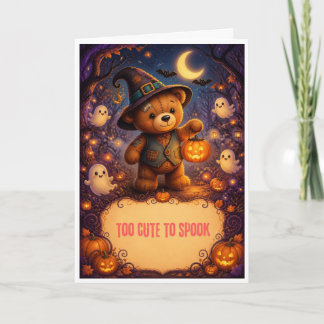 cartão de Halloween do ursinho de pelúcia fofo