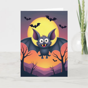 Cartão de Halloween dos Morcegos Felizes