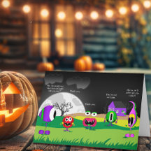 Cartão de Halloween Engraçado, Monstros
