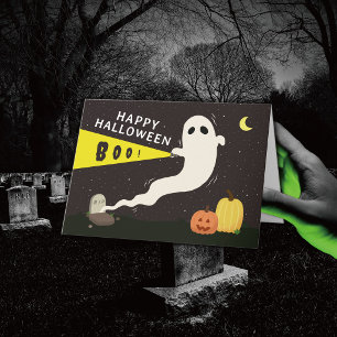 Cartão de Halloween Espetacular Fantasma com Lante