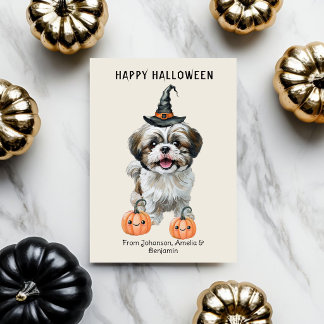 Cartão de Halloween Fofo do Shih Tzu | Cachorro Fe