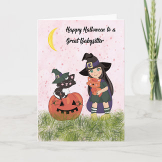 Cartão de Halloween para Babá