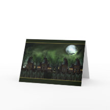 Cartão de Halloween para Casas Assombradas