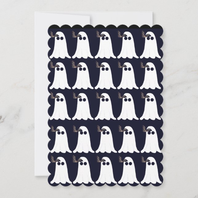 Cartão de Halloween para Fantasmas e Bats (Frente)