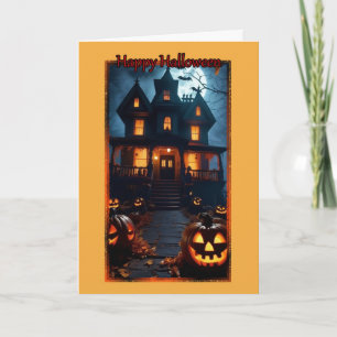 Cartão de Halloween vitoriano assombrado