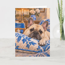 Cartão de Hanukkah do Bulldog Francês