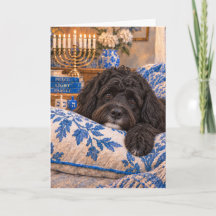 Cartão de Hanukkah do Cão de Água Português
