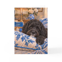 Cartão de Hanukkah do Cão de Água Português