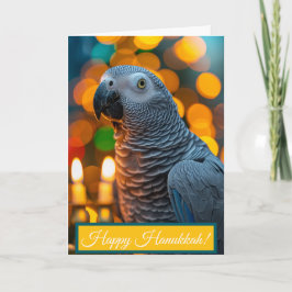 Cartão de Hanukkah do Papagaio Cinzento Africano
