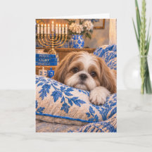 Cartão de Hanukkah do Shih Tzu
