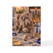 Cartão de Hanukkah do Weimaraner