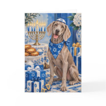 Cartão de Hanukkah do Weimaraner
