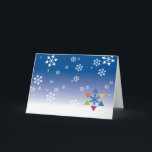Cartão de Hanukkah - estrelas judaicas do floco de<br><div class="desc">Este é um dos nossos muitos cartões de Hanukkah e de Hanukkah/Natal.  Estão igualmente disponíveis como ecards em www.OurJewishCommunity.org</div>