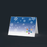 Cartão de Hanukkah - estrelas judaicas do floco de<br><div class="desc">Este é um dos nossos muitos cartões de Hanukkah e de Hanukkah/Natal.  Estão igualmente disponíveis como ecards em www.OurJewishCommunity.org</div>