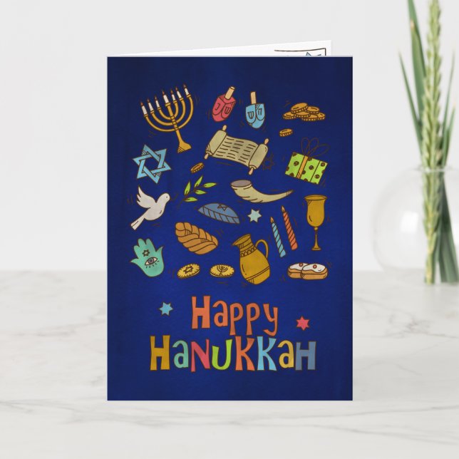 Cartão de Hanukkah Feliz e Divertido (Frente)