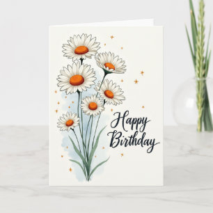 Cartão de Haste Floral de Aniversário Alegre