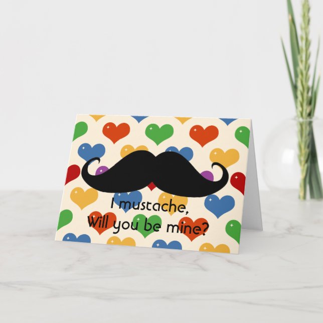 Cartão de hipster de bigode engraçado (Frente)