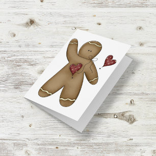 Cartão de Homem de Biscoito de Natal Acenando