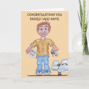 Cartão de homem feliz que acabou de passar no test
