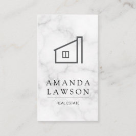 Cartão De Horário Agente imobiliário | Mármore | Ícone Home