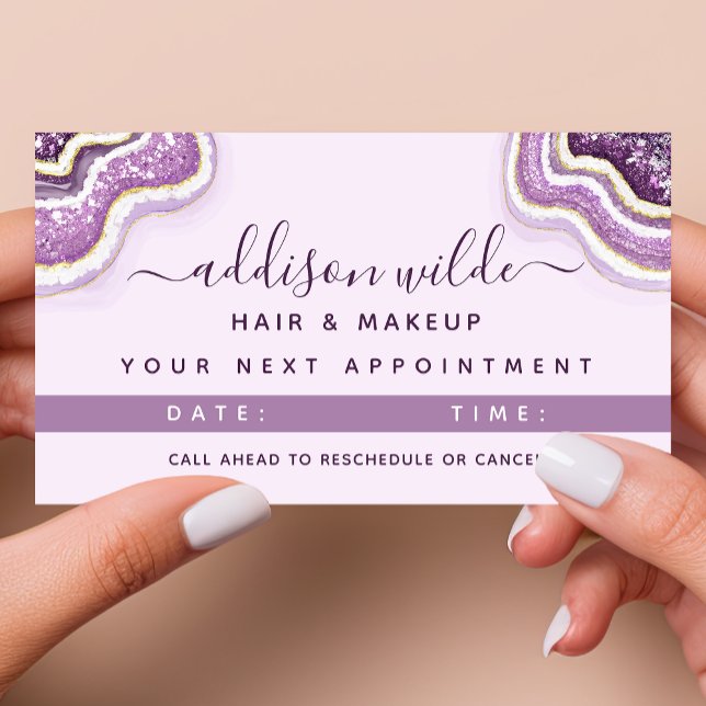 Cartão De Horário Ametist Glitter Roxo Geode Luxe Glitter (Criador carregado)