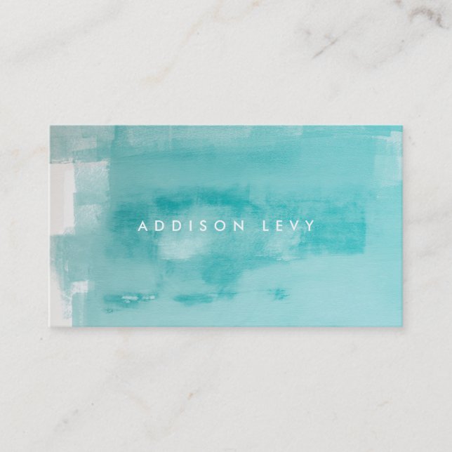 Cartão De Horário Aqua Turquoise Grunge - Pintura em Distância (Frente)